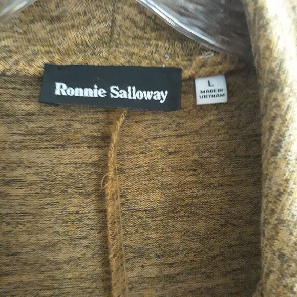 Ronnie Salloway Cowl Neck Top Women Large Mustard Large Detail Button - Picture 8 of 9